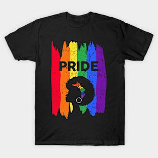 Pride LGBT Black Woman Pride Rainbow Vintage Gift Ideas T-Shirt